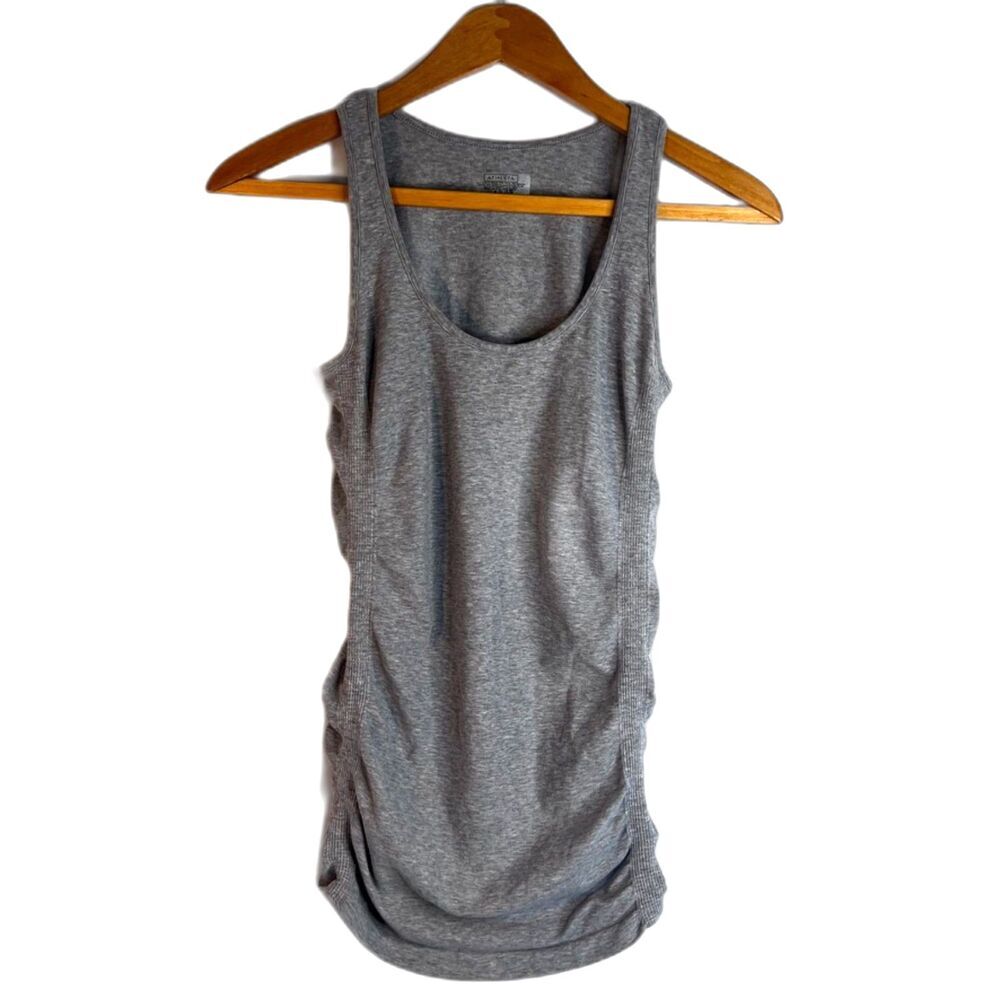Athleta Ruched Side Tank Top Athletic Workout 85% Organic Cotton Gray Size XS